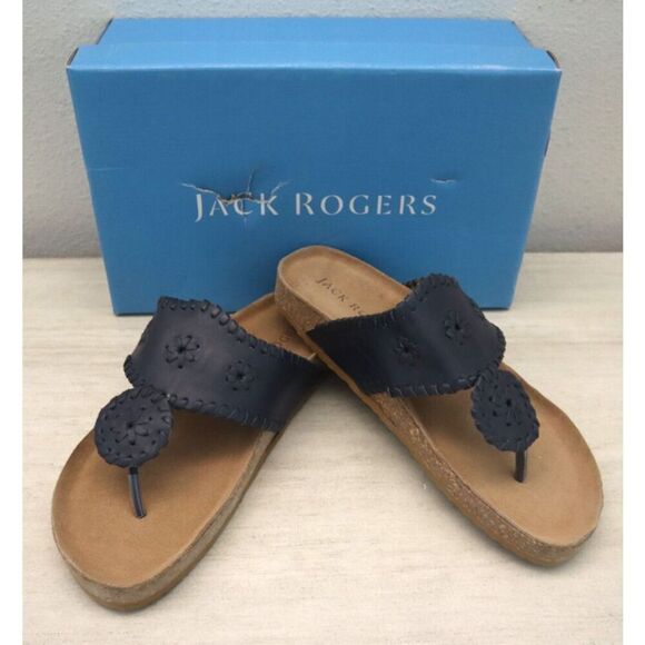 Jack Rogers 111232SA05 Girls Sz 4 Navy Blue Jacks Playground Sandals - Picture 1 of 14